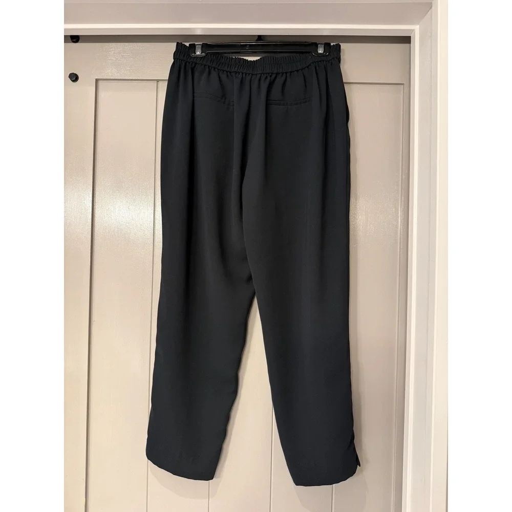 J Crew Jamie Pant Black Pull On Elastic Waist Cropped Ankle Pants Size 12‎